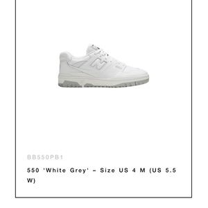 New Balance 550 White Grey size 5.5